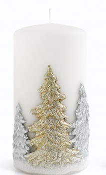 Mondex Dekorativní svíčka Winter Trees III bílá